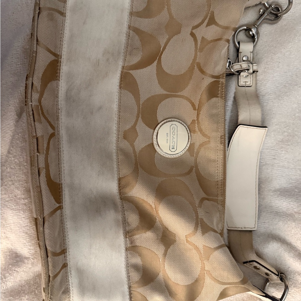 Coach Tan and Cream hobo shoulder bag